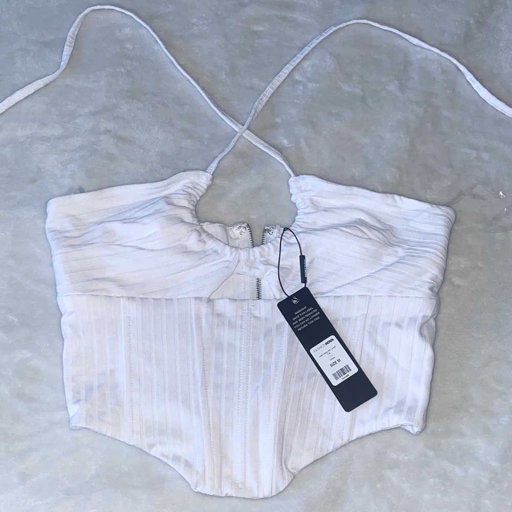 Fashion Nova White Ribbed Corset Top
